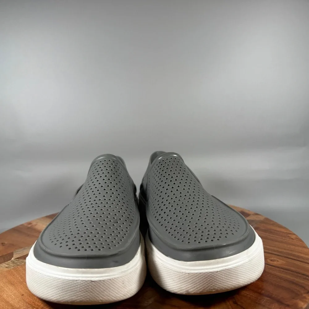 Crocs CitiLane Roka Slip-On Mens 7 Charcoal Grey White Perforated Foam Sneakers